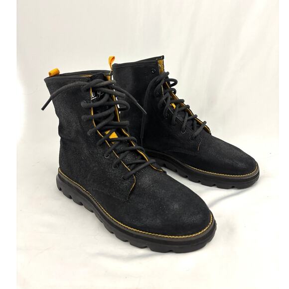 Skechers Black Suede Leather Lace Up Boots 7.5 Women's Ankle On the Go - Picture 1 of 14